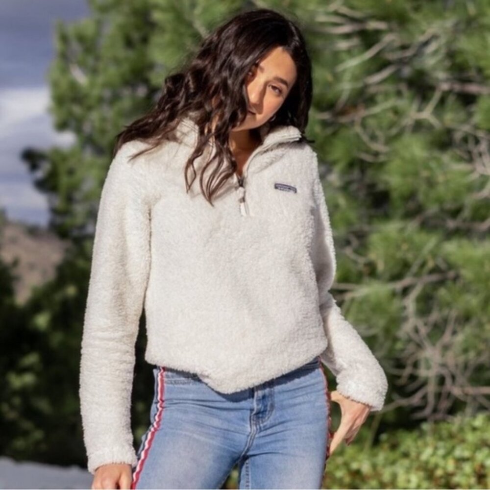 Patagonia Los Gatos 14 Zip Teddy Fleece Pullover Sweater Loungewear Oatmeal